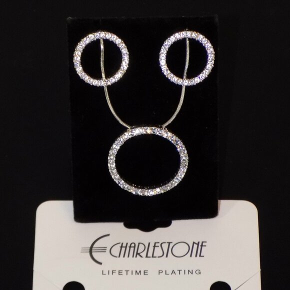 Lot of 3 New Charlestone Austrian Crystal Ring Necklaces & Earrings Bundle - Picture 1 of 6